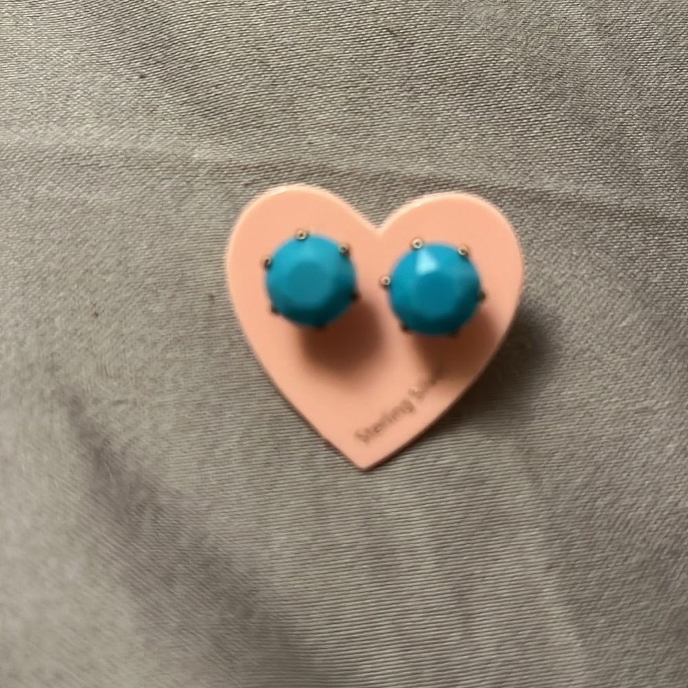 Jo Jo loves you Mew without tin. Teal stone earrings. Sterling silver backs.
